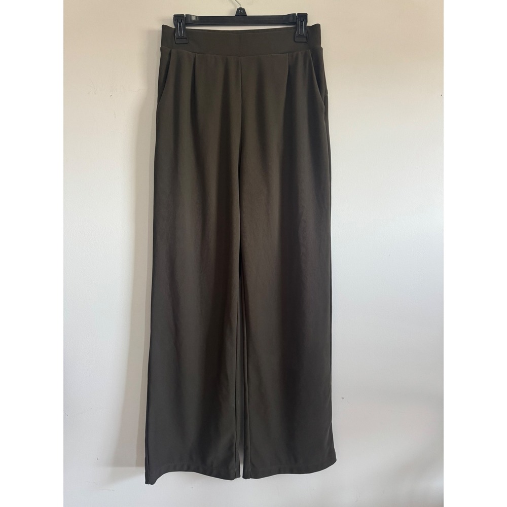 Halara Women Olive Green High Waisted Wide Leg Pleated Trousers Size L